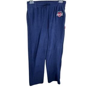 Coca-Cola Brand Vintage Navy Drawstring Waist Straight Leg Fleece Lounge Pants S